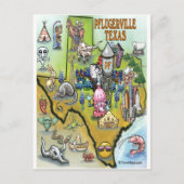 Pflugerville Texas Cartoon Map Briefkaart (Voorkant)