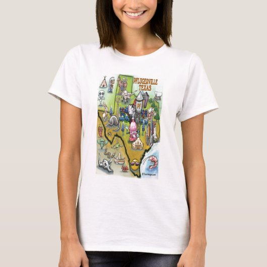 Pflugerville Texas Cartoon Map T-shirt (Voorkant)