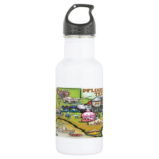 Pflugerville Texas Cartoon Map Waterfles (Voorkant)