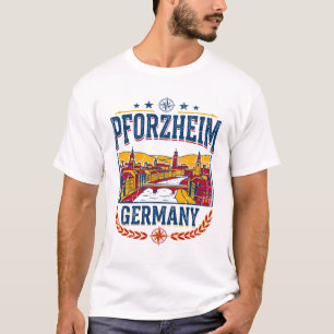 Pforzheim Silhouette Over de Enz-rivier Duitsland T-shirt