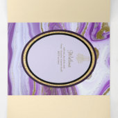 Pg NIKAH WALIMA Paars Gold Marble Agate Glitter Drieluik Uitnodiging (Binnenkant midden)