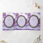 Pg NIKAH WALIMA Paars Gouden Marmer Agate Glitter  Drieluik Uitnodiging (Binnen)