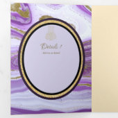 Pg NIKAH WALIMA Paars Gouden Marmer Agate Glitter  Drieluik Uitnodiging (Binnenzijde eerst)