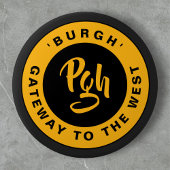 PGH Yinzer Sluiting Custom Zwart Goud Retro Button