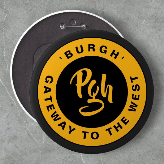 PGH Yinzer Sluiting Custom Zwart Goud Retro Button
