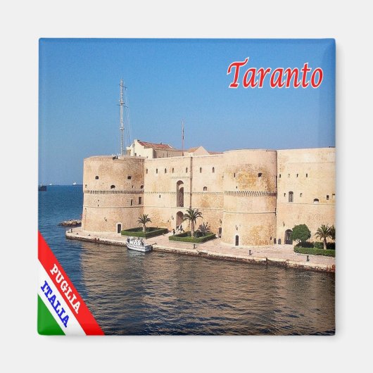 PGL041 TARANTO, Kasteel Aragonese Apulië, Koelkast Magneet (Voorkant)
