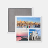 PGL043 BARI, zonsondergang panorama Sint-Nicolaas  Magneet (Voorkant / Achterkant)