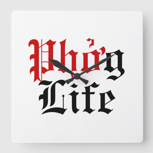 Phở g Life Vierkante Klok (Voorkant)