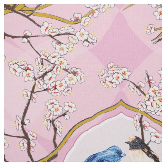 PH&D Bluebird Vignette Toile Fabric Iris Pink Stof (Swatch)