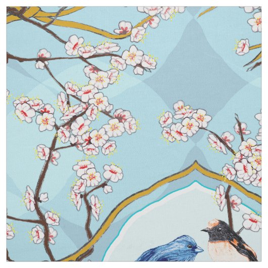 PH&D Bluebird Vignette Toile Fabric Sky Blue Stof (Swatch)