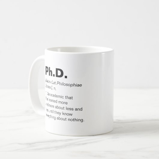 Ph.D.-definitie afstuderen grappige humor Koffiemok (Voorkant links)