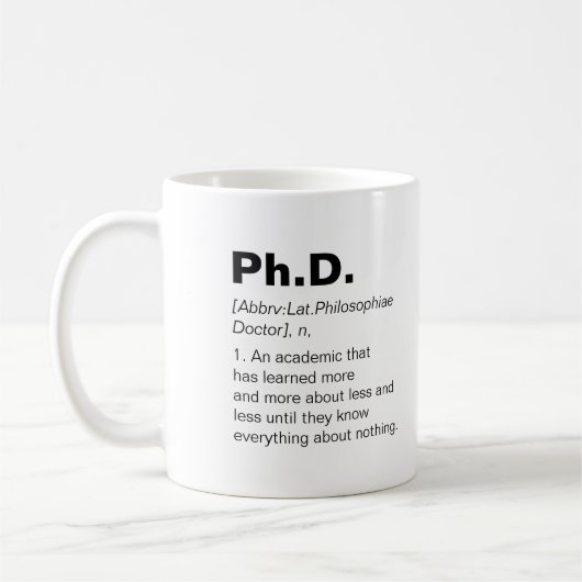 Ph.D.-definitie afstuderen grappige humor Koffiemok (Links)