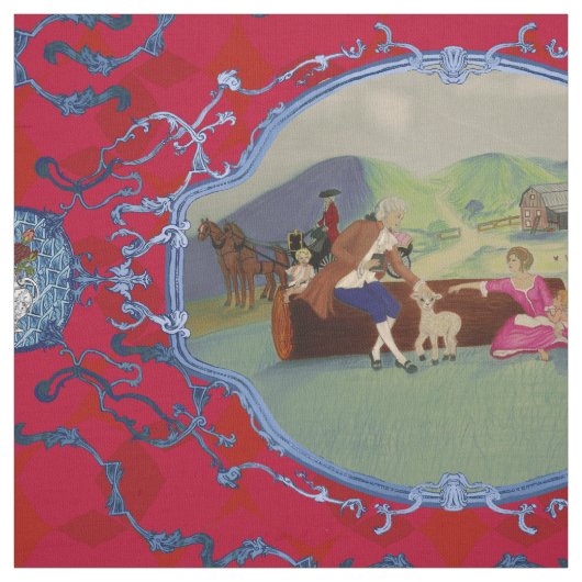 PH&D Frans Toile Fabric Red en Blue Stof (Swatch)