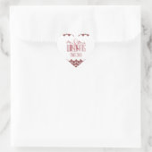 PH&D Wedding Heart Sticker Burgundy 2 Damask (Tas)