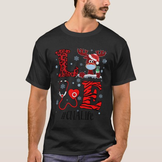 PH Liefde Rendier CNA Kerst Rood Plaid Leopard N T-shirt (Voorkant)