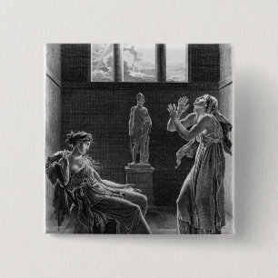 Phaedra en Oenone, illustratie van wet I Vierkante Button 5,1 Cm