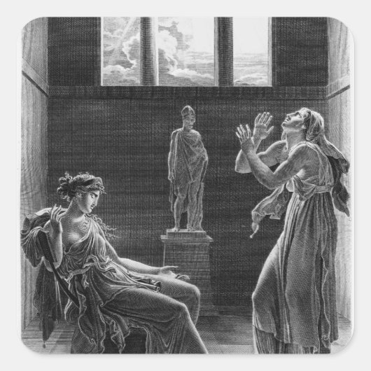 Phaedra en Oenone, illustratie van wet I Vierkante Sticker (Voorkant)