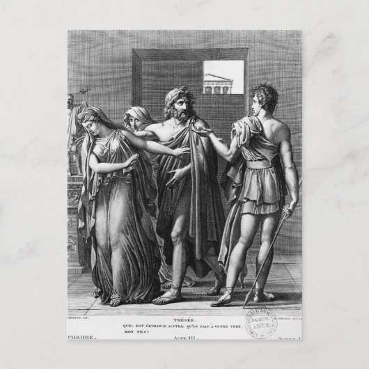 Phaedra, Theseus en Hippolytus Briefkaart (Voorkant)