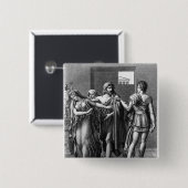 Phaedra, Theseus en Hippolytus Vierkante Button 5,1 Cm (Voorkant /achterkant)