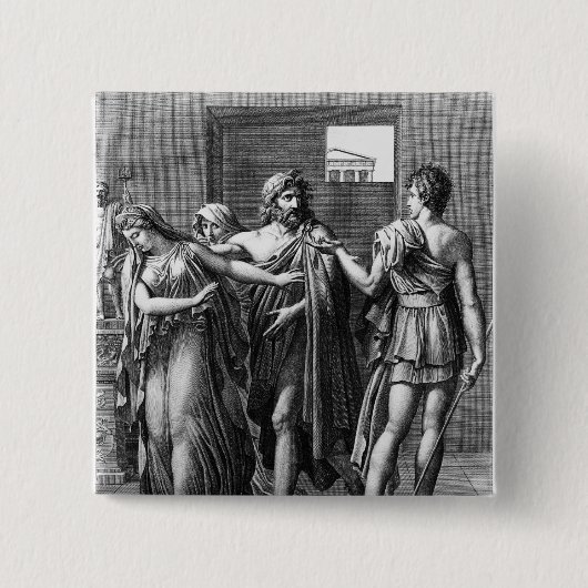 Phaedra, Theseus en Hippolytus Vierkante Button 5,1 Cm (Voorkant)
