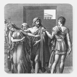 Phaedra, Theseus en Hippolytus Vierkante Sticker