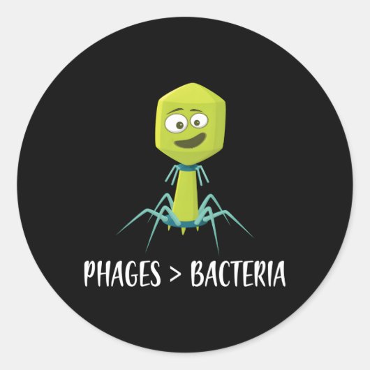Phages over bacteriofaag ronde sticker (Voorkant)