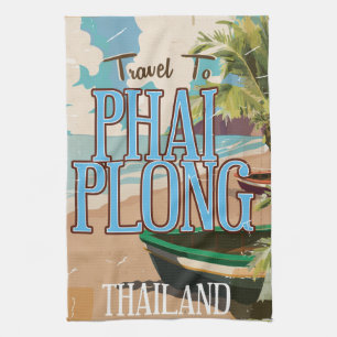 Phai Plong thailand vintage reis poster art. Theedoek