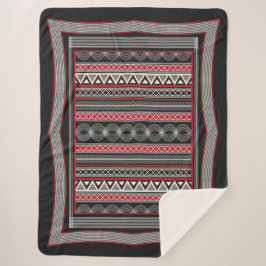 Phaistos Ritual: Minoan Black & Red Sherpa Blanket Deken
