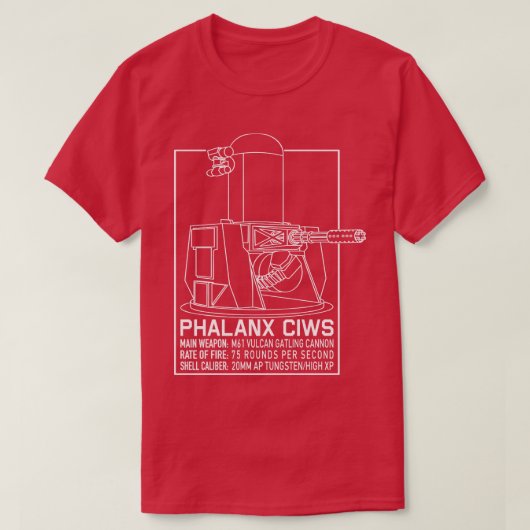 Phalanx CIWS Blauwdruk Info Wapensysteem Gift T-shirt (Design voorkant)