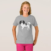 Phalène Dog in zwart-wit-kleurtekening T-shirt (Voorkant volledig)