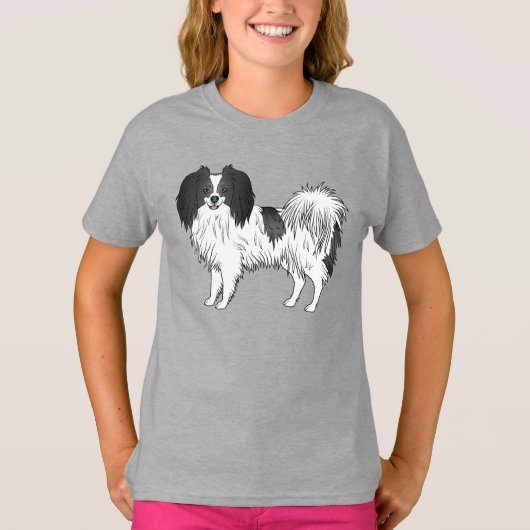 Phalène Dog in zwart-wit-kleurtekening T-shirt (Voorkant)