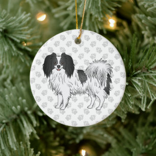Phalène Dog met zwart en elk kleurenpatroon Keramisch Ornament