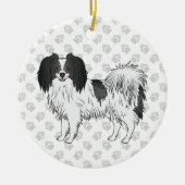 Phalène Dog met zwart en elk kleurenpatroon Keramisch Ornament (Voorkant)