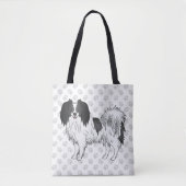 Phalène Dog met zwart op grijs handschrift printpa Tote Bag (Voorkant)