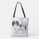 Phalène Dog met zwart op grijs handschrift printpa Tote Bag (Achterkant)