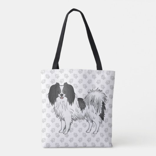Phalène Dog met zwart op grijs handschrift printpa Tote Bag (Achterkant)