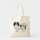 Phalène met Black Details Cute Happy Fluffy Dog Tote Bag (Voorkant)