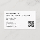 Phalène met zwarte details Dog Kennel en Breeder Visitekaartje (Achterkant)