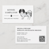 Phalène met zwarte details Dog Kennel en Breeder Visitekaartje (Voorkant / Achterkant)