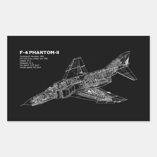 Phantom Fighter Jet (Supersonic Vliegtuig) Piloot Rechthoekige Sticker (Voorkant)