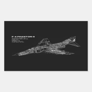 Phantom Fighter Jet (Supersonic Vliegtuig) Pilot Rechthoekige Sticker