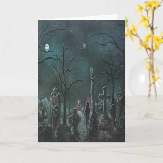 Phantom Graveyard Halloween Kaart (Gele Bloem)