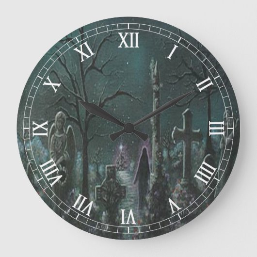 Phantom Graveyard Round Roman Numeras Clock Grote Klok (Voorkant)