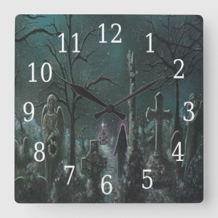 Phantom Graveyard Square Clock Vierkante Klok