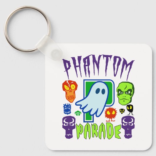 Phantom parade spookachtig spookschedelontwerp sleutelhanger (Voorkant)