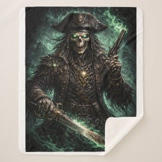 Phantom Pirate Skull – Dark Fantasy Reaper Fleece Sherpa Deken