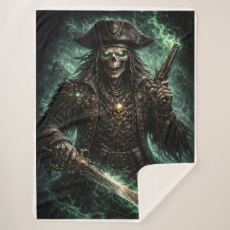 Phantom Pirate Skull – Dark Fantasy Reaper Fleece Sherpa Deken
