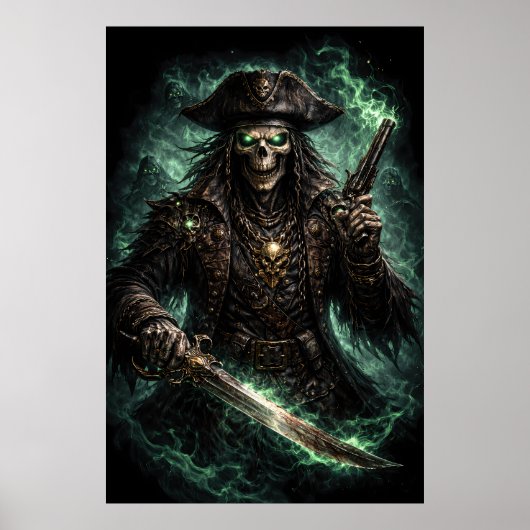 Phantom Pirate Skull – Dark Fantasy Reaper Poster (Voorkant)