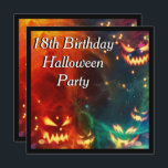 Phantom Pumpkins 18th Birthday Party Kaart<br><div class="desc">Spooky, ghoulish phantom pumpkins 18th Birthday party uitnodigingen voor mannen. De voorkant van deze coole uitnodiging heeft een gedrukt afbeelding van 4/4 fantoompompoenen met enge gezichten op een gekleurde ruimte/universum achtergrond met een zwarte rand. Het omgekeerde heeft de zelfde gedrukte afbeeldingen met genoeg ruimte voor u om met uw gebeurtenisdetails...</div>