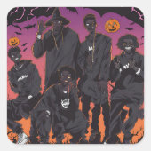 Phantoms & Fades Black Halloween Vierkante Sticker (Voorkant)